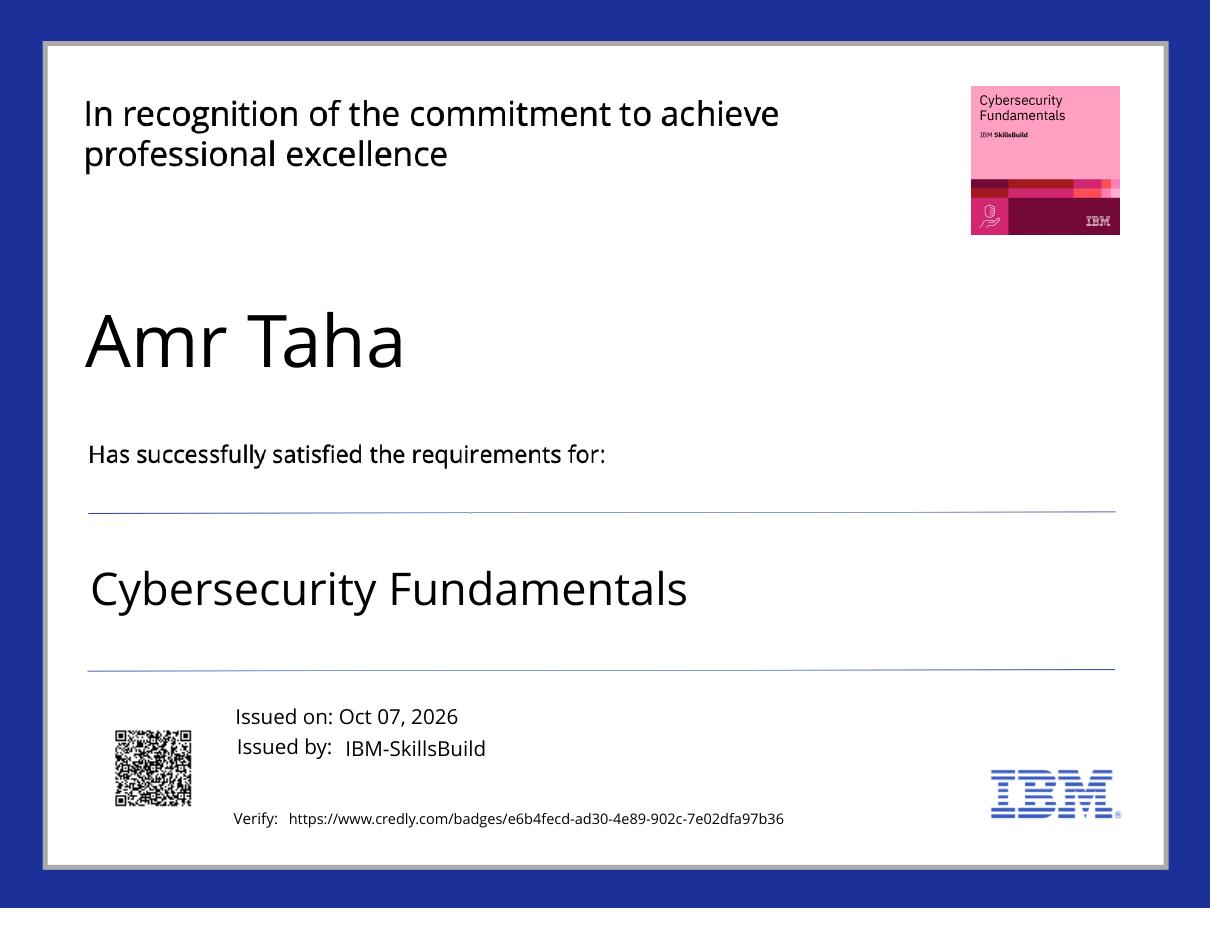 IBM SkillsBuild Cybersecurity Fundamentals certificate